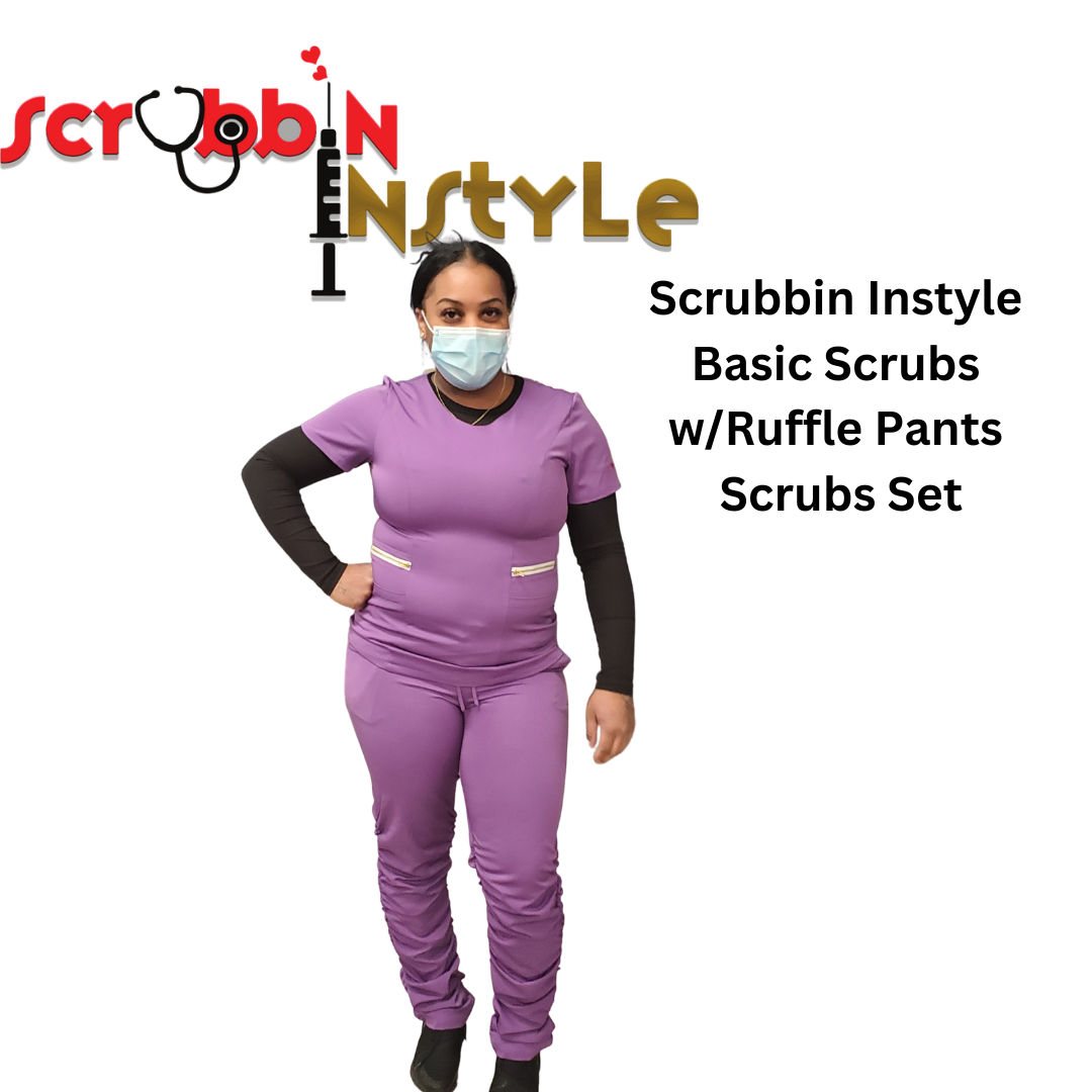 Scrubbin Instyle Basic Scrubs w/Ruffle Pants Scrubs Set