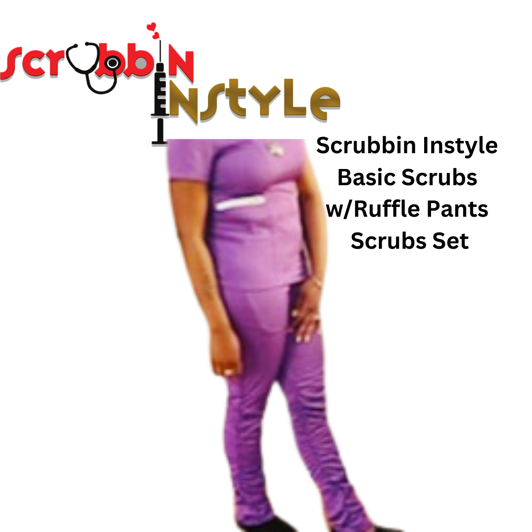 Scrubbin Instyle Basic Scrubs w/Ruffle Pants Scrubs Set