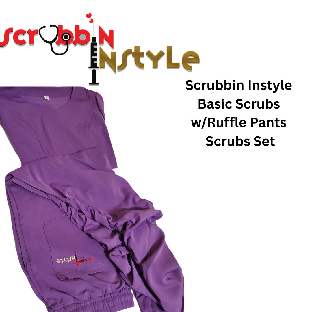 Scrubbin Instyle Basic Scrubs w/Ruffle Pants Scrubs Set